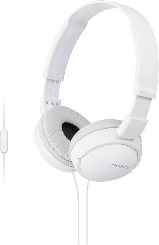 

Sony MDR ZX110AP Wired On Ear Headphones with tangle free cable, 3.5mm Mini-jack pin, Headset with Mic for Phone Calls, White