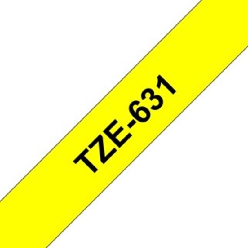 Brother TZE-631 12mm Black on Yellow Laminated Tape
