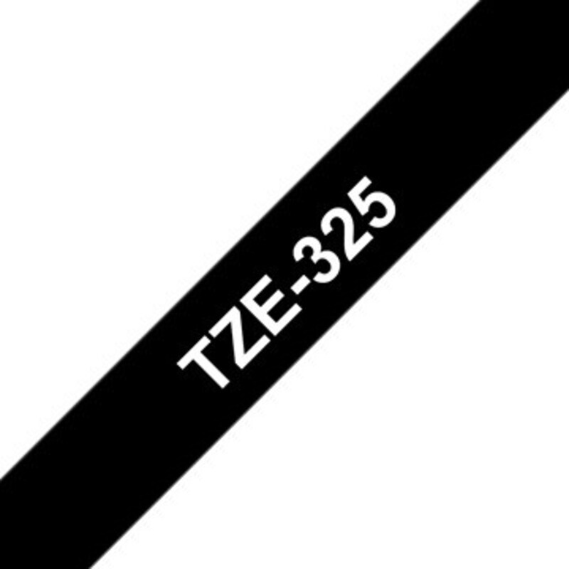Brother TZE-325 9mm White on Black Laminated Tape