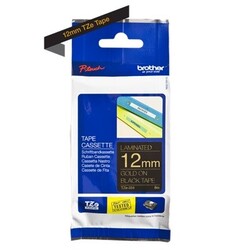 Brother TZE-334 12mm Gold on Black Laminated Tape