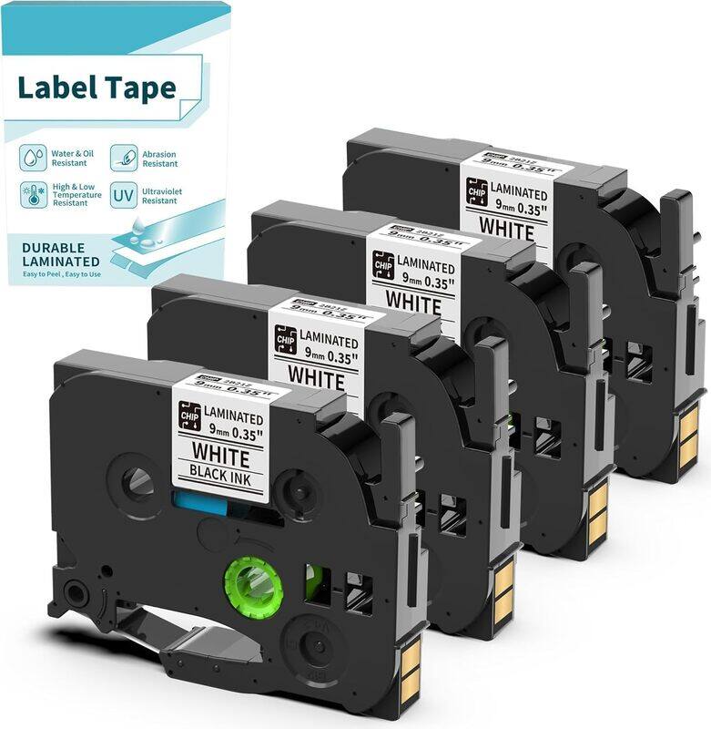 

Compatible Black on White Label Tape, 9mm, for Brother & Aimo