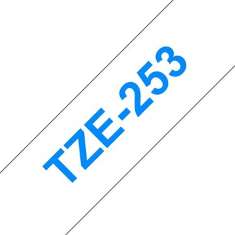 Brother TZe-253 24mm Blue on White Laminated Tapes