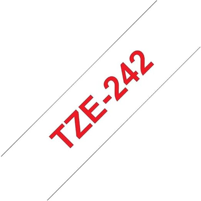 Brother TZe-242 18mm Red on White Laminated Label Tape