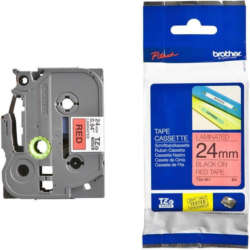 

Brother TZE-451 24mm Black on Red Laminated Tape