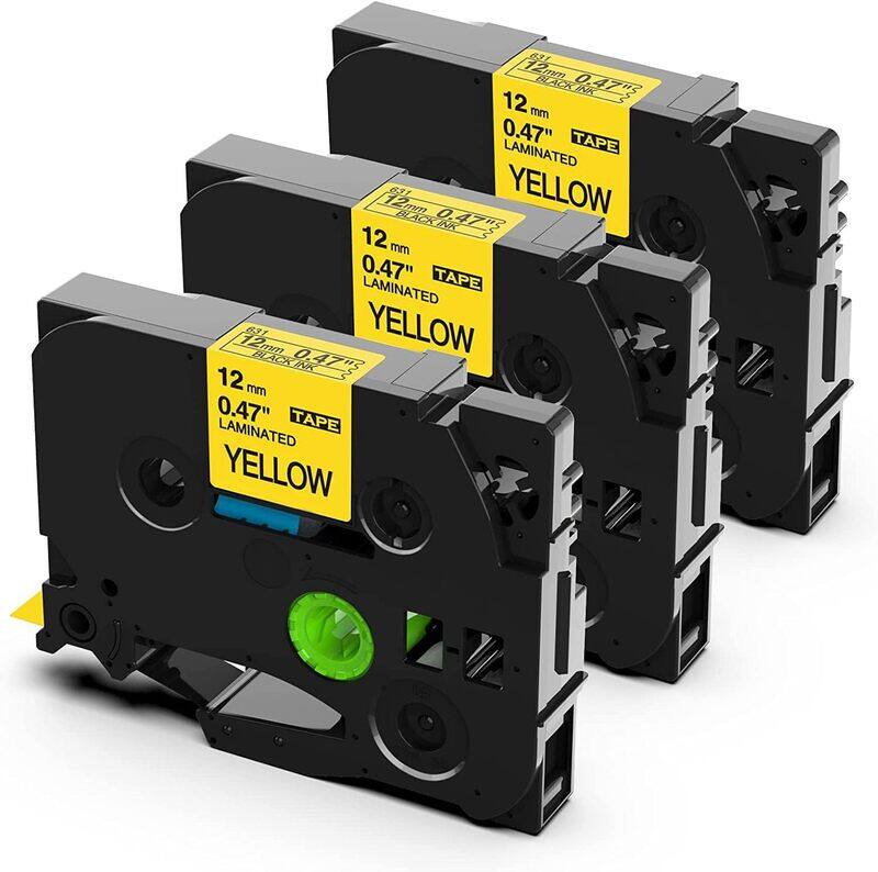

Compatible Black on Yellow Label Tape, 12mm for Brother & Aimo