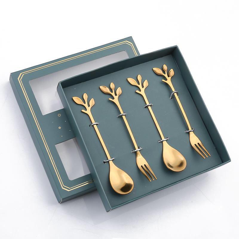 Ximi Gold Leave Steel Cutlery 4 pcs/ per set