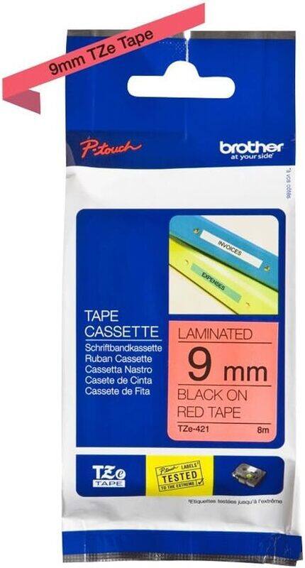 

Brother TZE-421 9mm Black on Red Laminated Tape