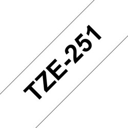 Brother TZE-251 24mm Black on White Label Tape