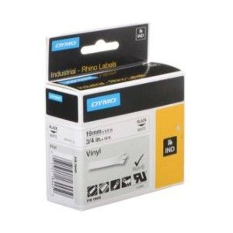 

Dymo 18445 Vinyl Tape - Black on White 3/4 ,19mm X 5.5m
