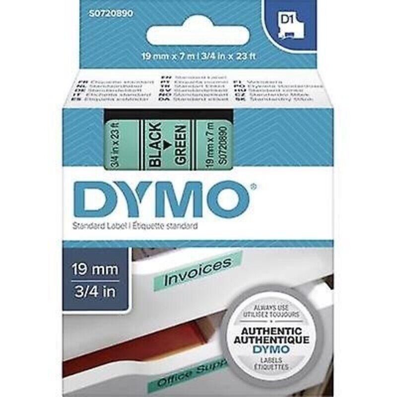 

Dymo 45809, D1 Tape,19mm x 7m, Black on Green