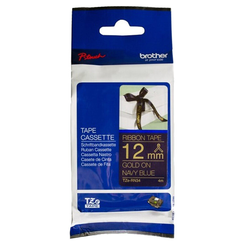 

Brother Satin Ribbon Gold on Navy Blue 12mm 4m TZE-RN34