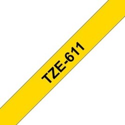 Brother TZE-611 6mm Black on Yellow Laminated Tape