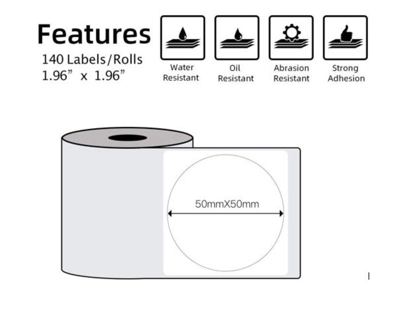 Phomemo 50x50mm Multi-Purpose Self-Adhesive Round Label (M110/M200 Label Maker) Black on White