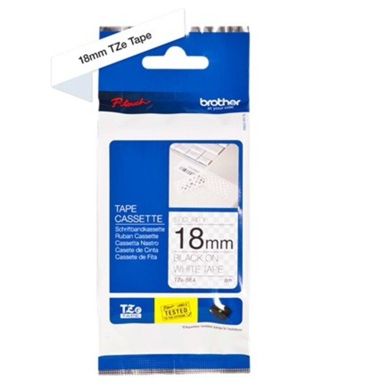 Brother TZe-SE4 Security Tape 18mm, (3/4"), Black on White