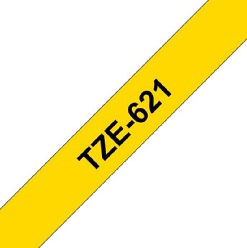 Brother TZE-621 9mm Black on Yellow Laminated Tape
