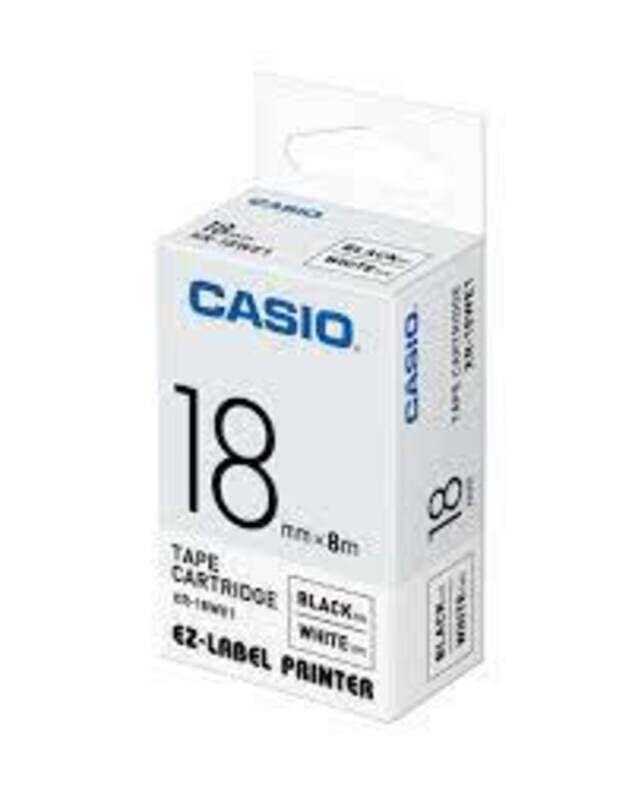 

Casio XR-18WE1 Tape Cassette, 18mm X 8m, Black on White