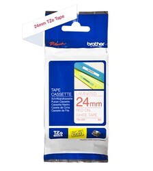 Brother TZe-252 24mm Red on White Laminated Tapes