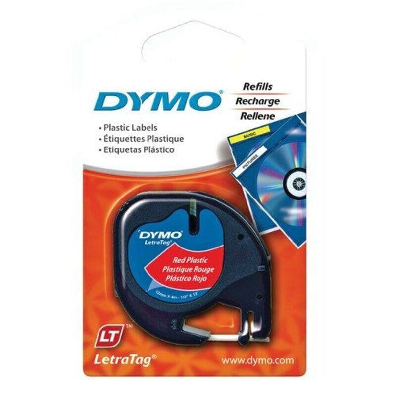 

Dymo LetraTag Plastic Tape, 12mm X 4m, Red - 91203