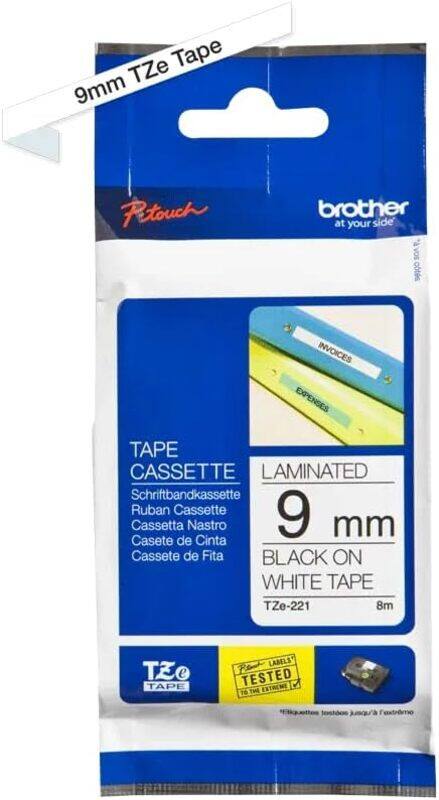 

Brother TZE-221 9mm Black on White Label Tape Cartridge