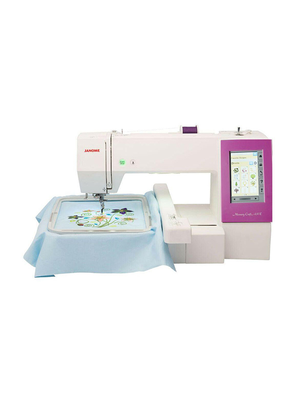 Janome MC450E Embroidery Machine, White/Pink