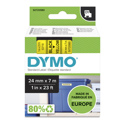 Dymo 53718 D1 Tape, 24mm x 7m, Black on Yellow