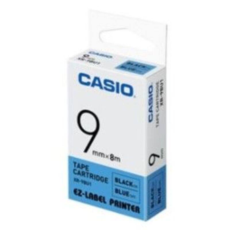 

Casio XR-9BU1 Tape Cassette, 9mm X 8mm, Black on Blue