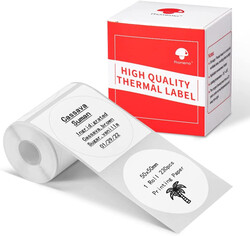 Phomemo 50x50mm Multi-Purpose Self-Adhesive Thermal (M200/M220/M120/M110), 140 Round Labels/Rolls, Black on White