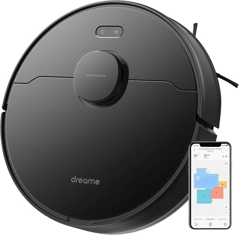 

Dreame D9 Max Robot Vacuum Cleaner and Mop, 4000Pa Strong Suction, Vacuum Robot Sweep and Mop 2-in-1, 150min Runtime, Multi-floor Mapping, Lidar Navig