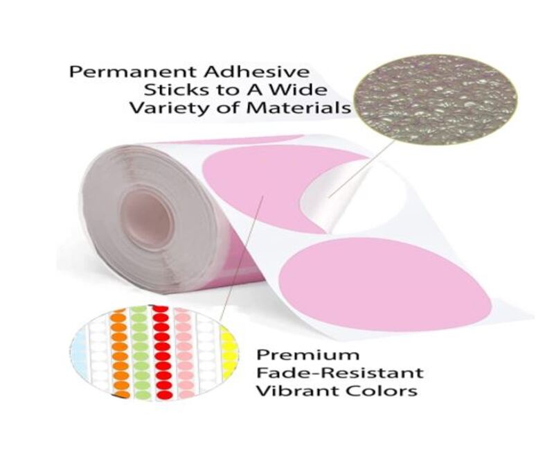 Phomemo 50x50mm Multi-Purpose Self-Adhesive Thermal (M200/M220/M120/M110) 140 Round Labels/Rolls, Black on Pink