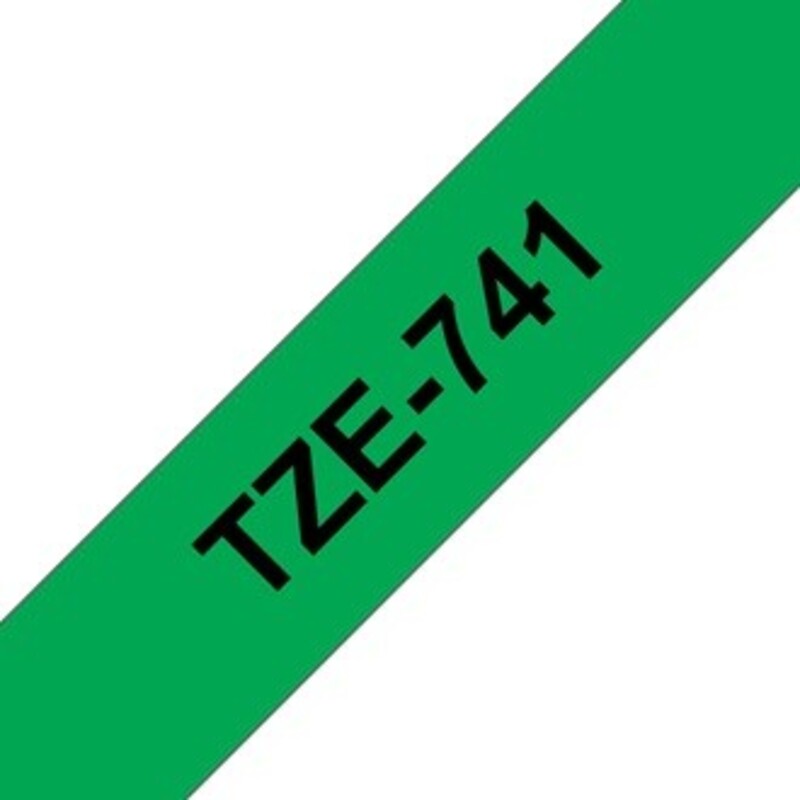 Brother TZe-741 18mm Black on Green Laminated Tapes