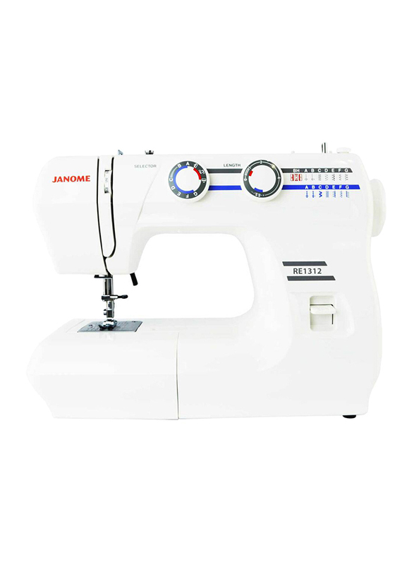 Janome RE1312 Sewing Machine, 12 Stitches, White
