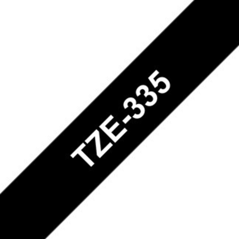 Brother TZE-335 12mm White on Black Laminated Tape