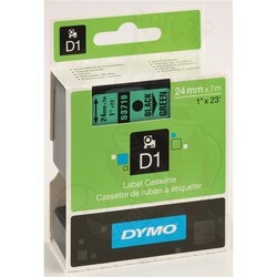 Dymo 53719 D1 Tape, 24mm x 7m, Black on Green