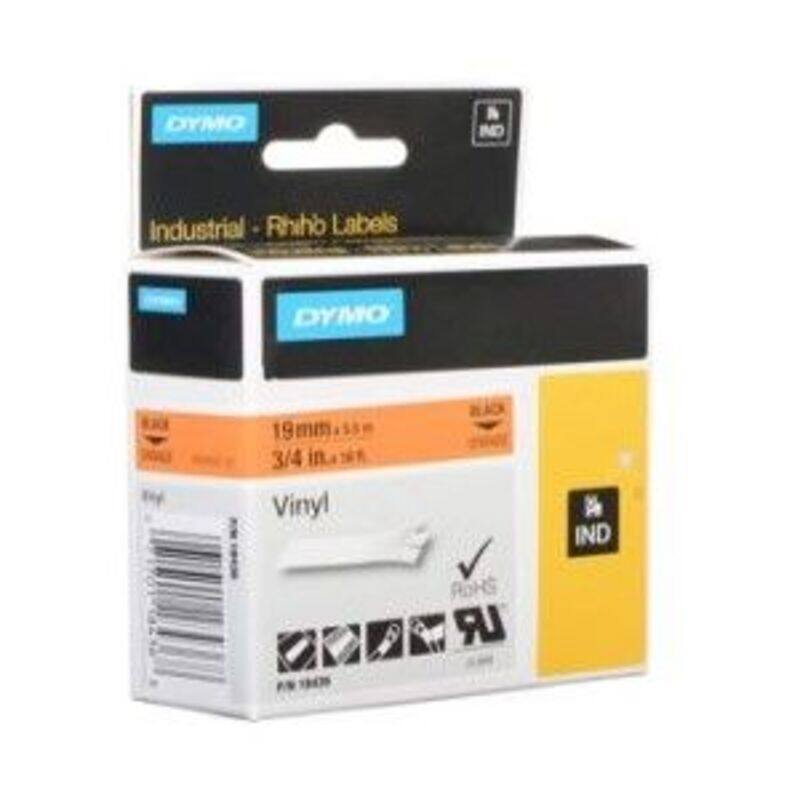 

Dymo 18436 Vinyl Tape - Black on Orange 3/4 ,19mm X 5.5m