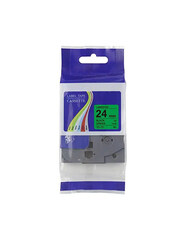 Brother TZE-751 24mm Laminated Tape, Black/Green