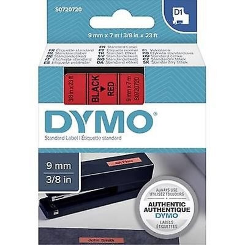 Dymo 40917, D1 Tape,9mm x 7m, Black on Red