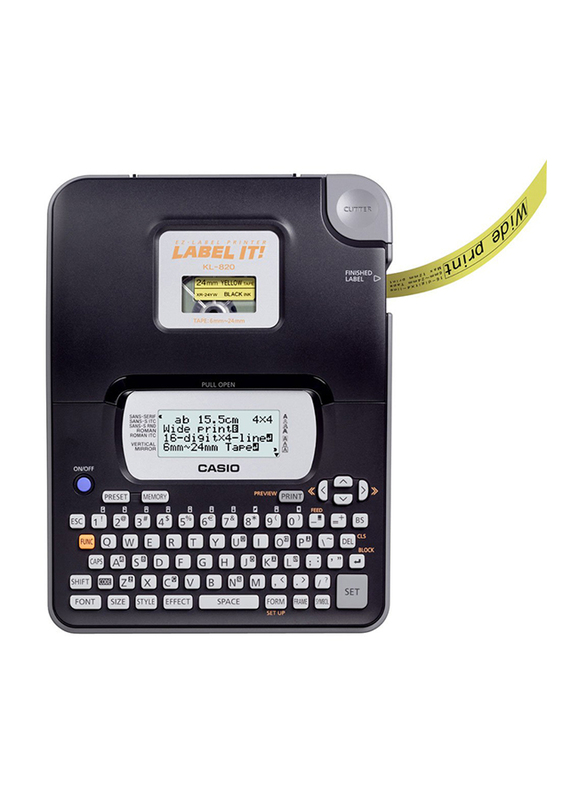 Casio KL-820 Label Maker Printer, Black/Grey