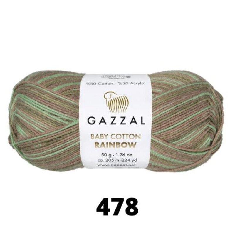 

Gazzal Baby Cotton Rainbow Variegated Yarn 50g, G 478