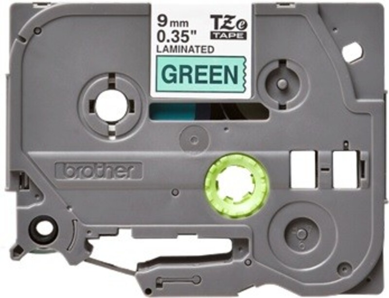 Brother TZE-721 9mm Black on Green Laminated Label Tape