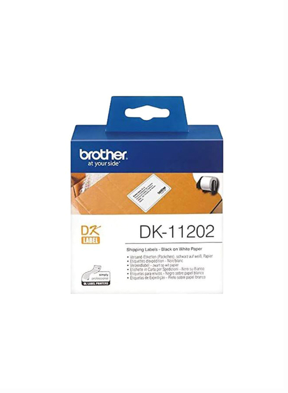 Brother DK-11202 Black on White Label Roll, 62 x 100mm, Multicolour