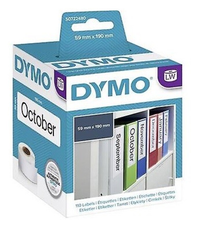 DYMO 99019 Lever Arch Files Labels Large, White, 190 x 59 mm, 110 Labels/Roll