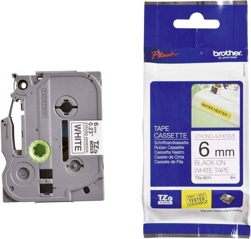 

Brother TZ-S211 6mm Black on White Strong Adhesive Label Tape