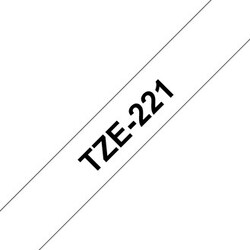 بروذر TZE-221 شريط ملصقات لون أسود على أبيض, 9 مم, ألوان متعددة