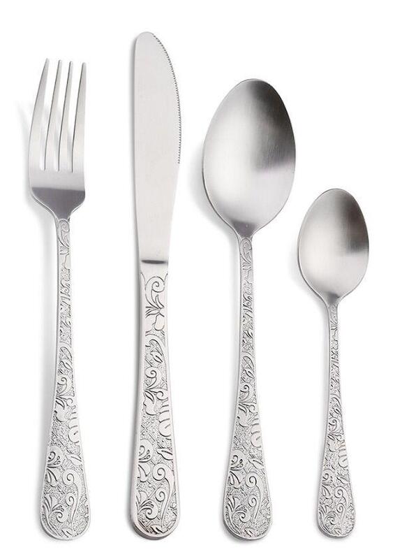 Ximi Silver print stainless steel cutlery set 4 pcs/ per set