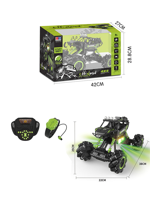 1:12 R/C Drift Climbing Car with Music, Light and Charger, Black/Green, Ages 8+
