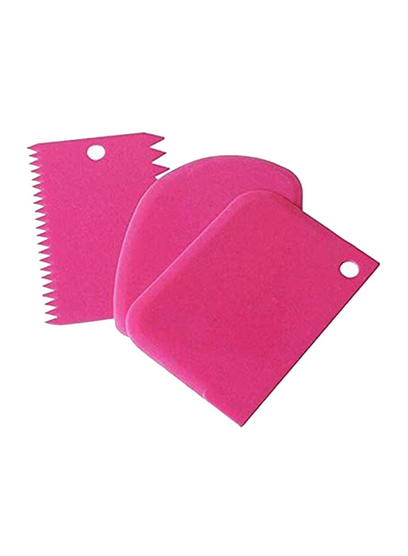 3-Piece Pastry Butter Scraper Cutter Baking Cake Decorating Tools, Rose Red