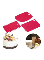 3-Piece Pastry Butter Scraper Cutter Baking Cake Decorating Tools, Rose Red