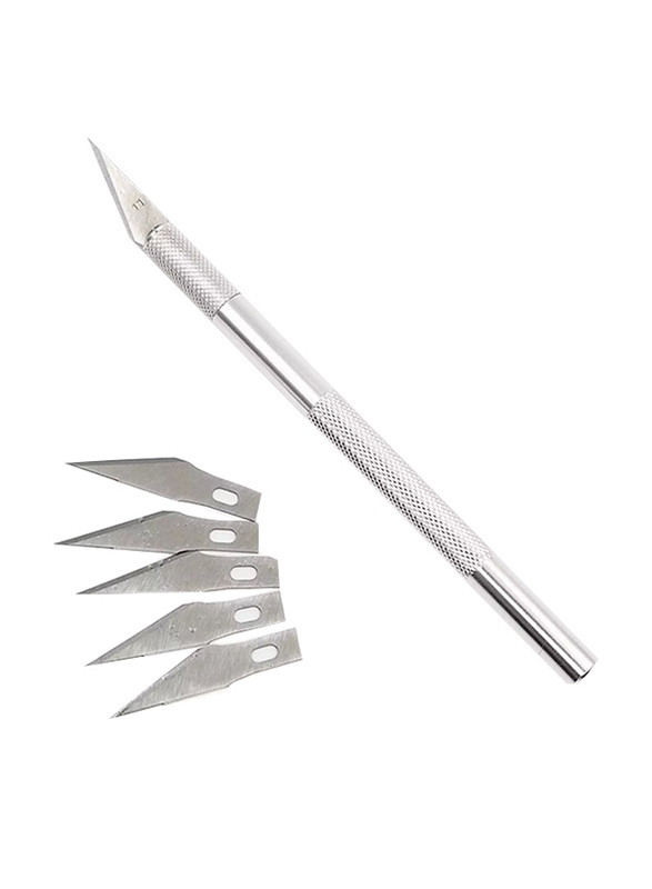 Carving Blades Wood Scalpel Hand Crafting Sculpture Engraving Knife Diy Tool, 6 Pieces, Silver