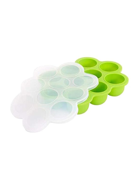Silicone Baby Food Freezer Tray with Clip-On Lid, Green