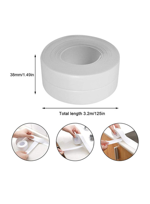 Womdee 105-Feet PE Sealing Tape Waterproof Self Adhesive Caulking Roll, White